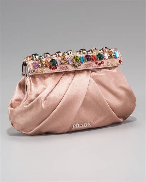 prada pleated raso clutch|Prada Raso Jeweled Clutch, Nudo/Nude .